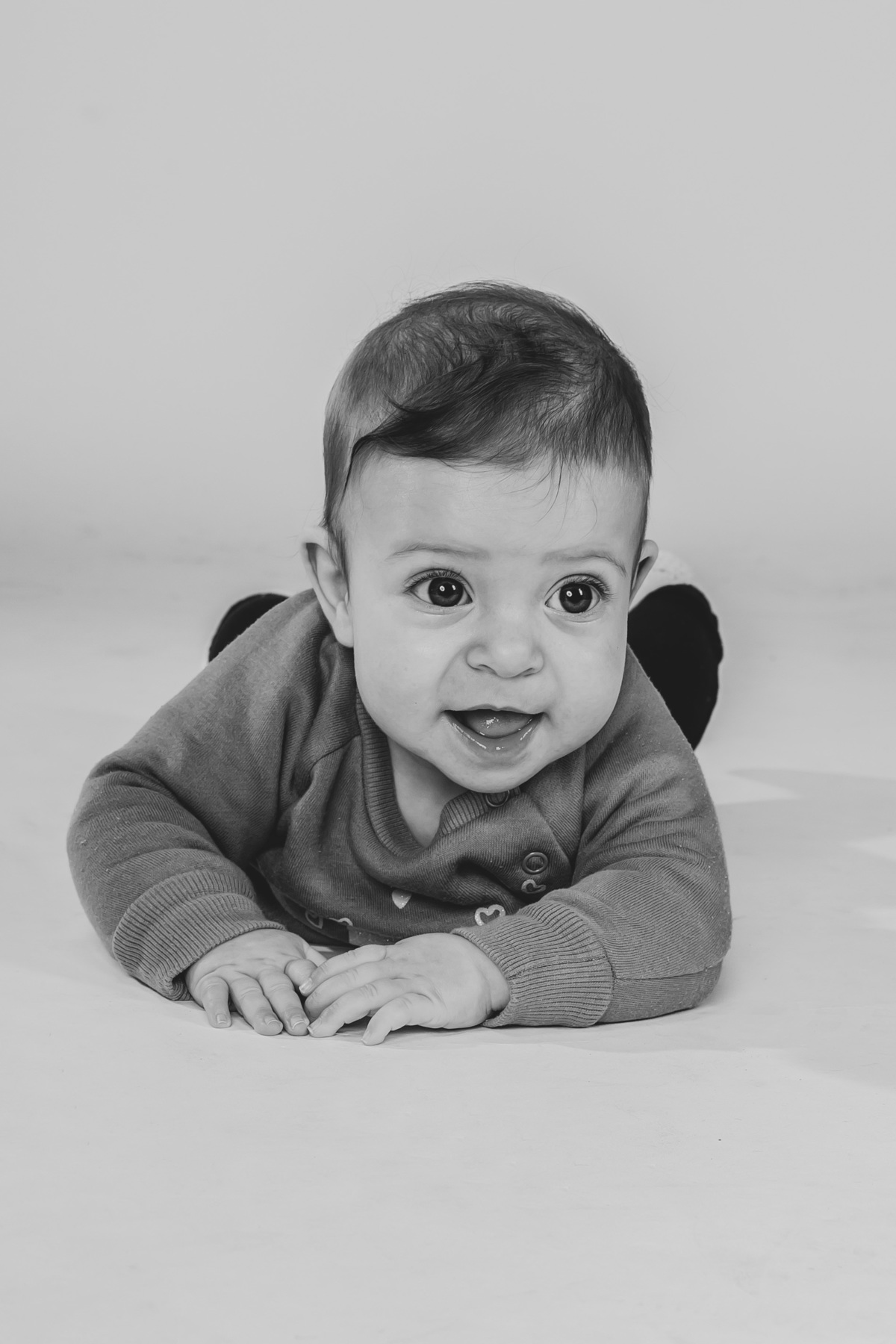 Margarida na sessão fotográfica a preto e branco