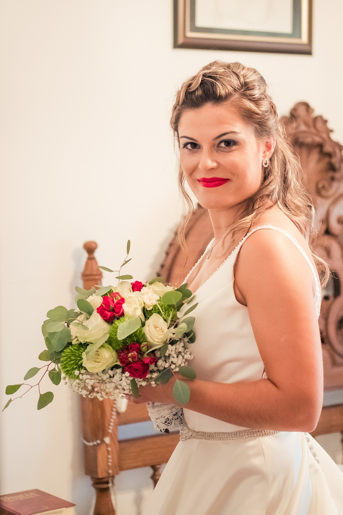 Noiva Mónica no quarto na sessão fotográfica