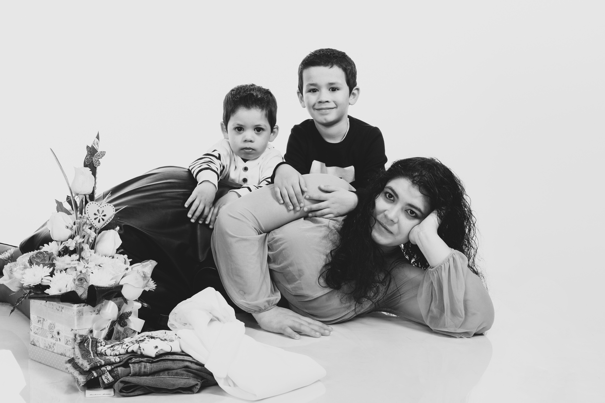 Família na sessão fotográfica de estúdio