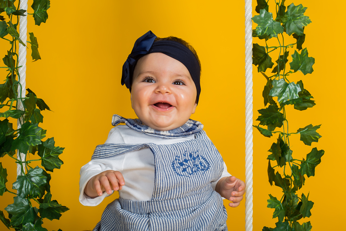 Bebé na sessão fotográfica de estúdio