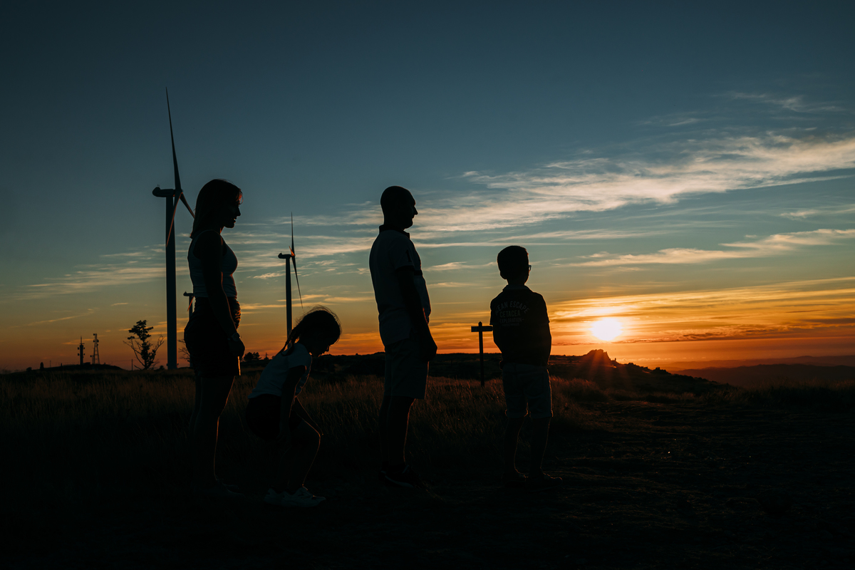 Por-do-sol em família
