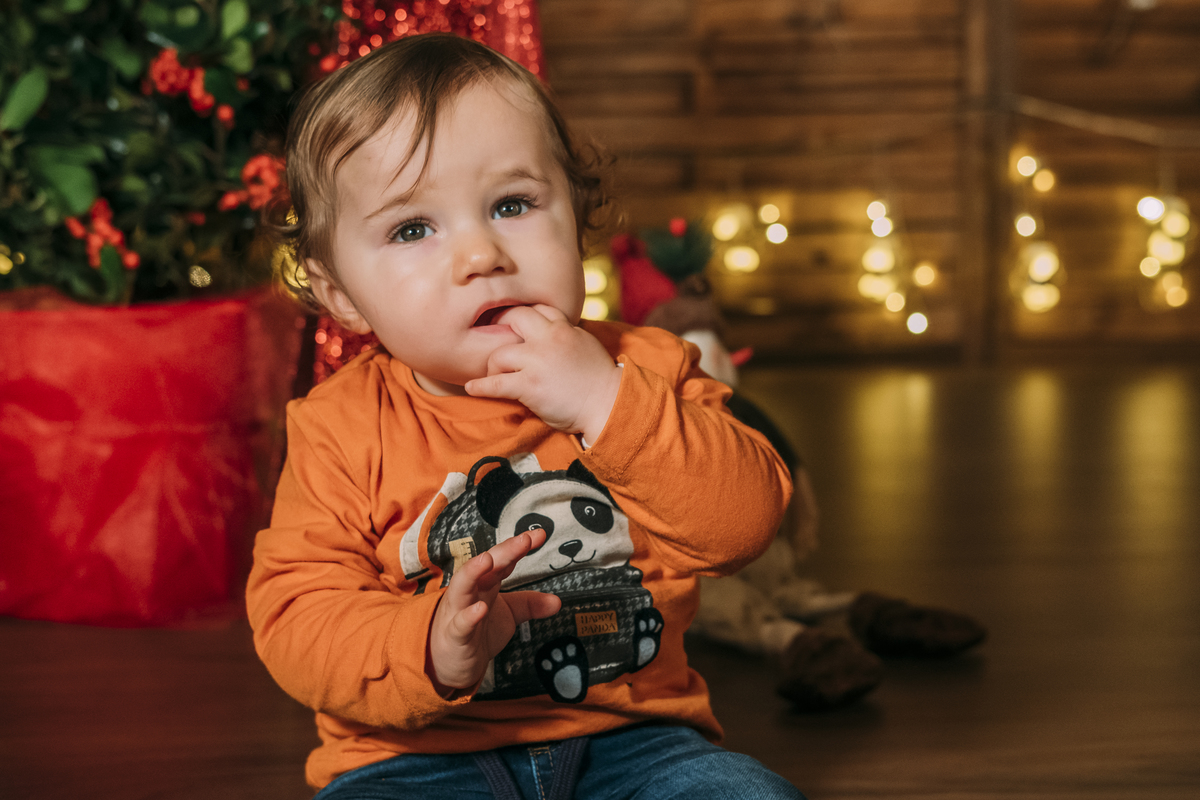 Bebé na sessão de natal
