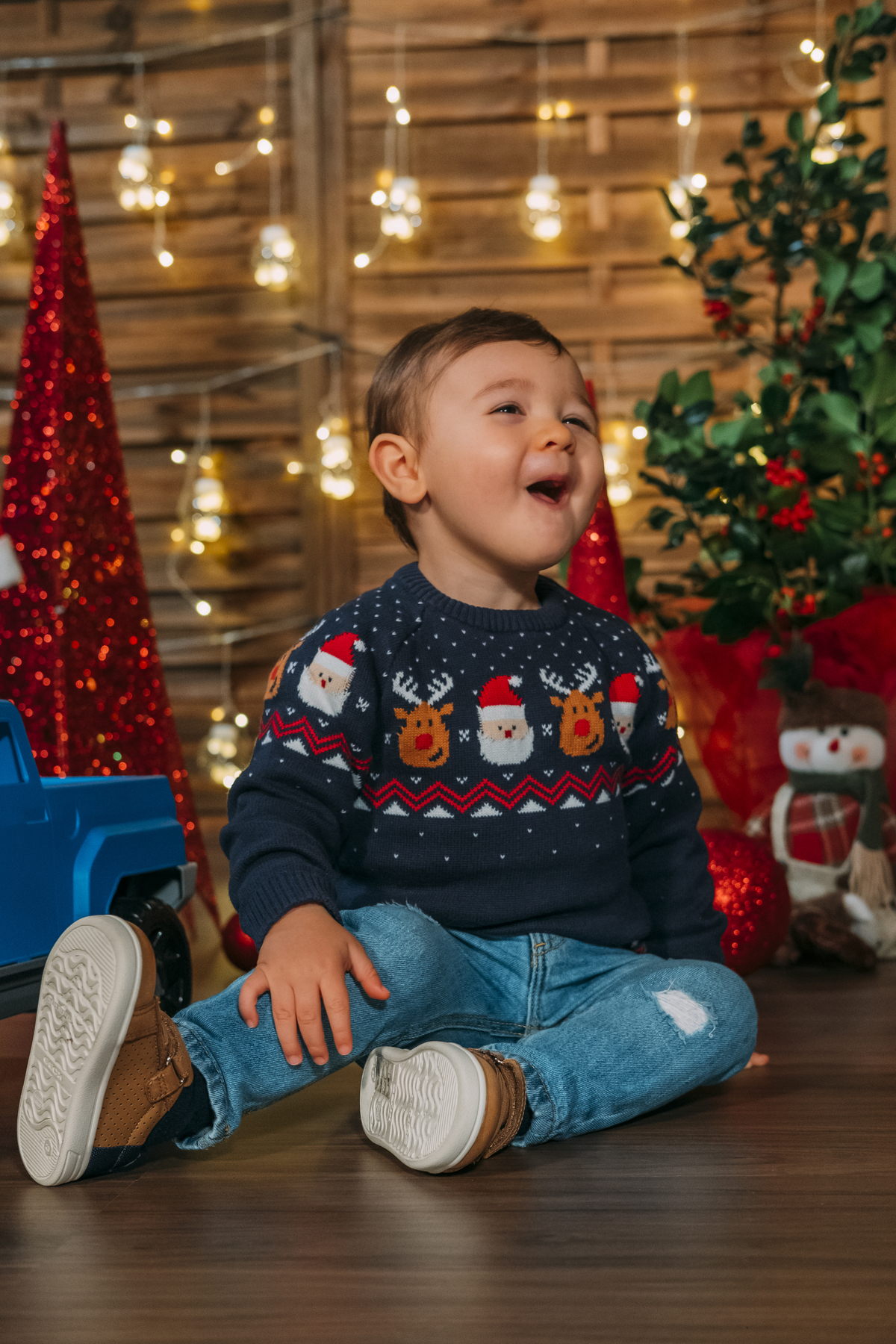 menino sessão fotográfica de natal em Vale de Cambra