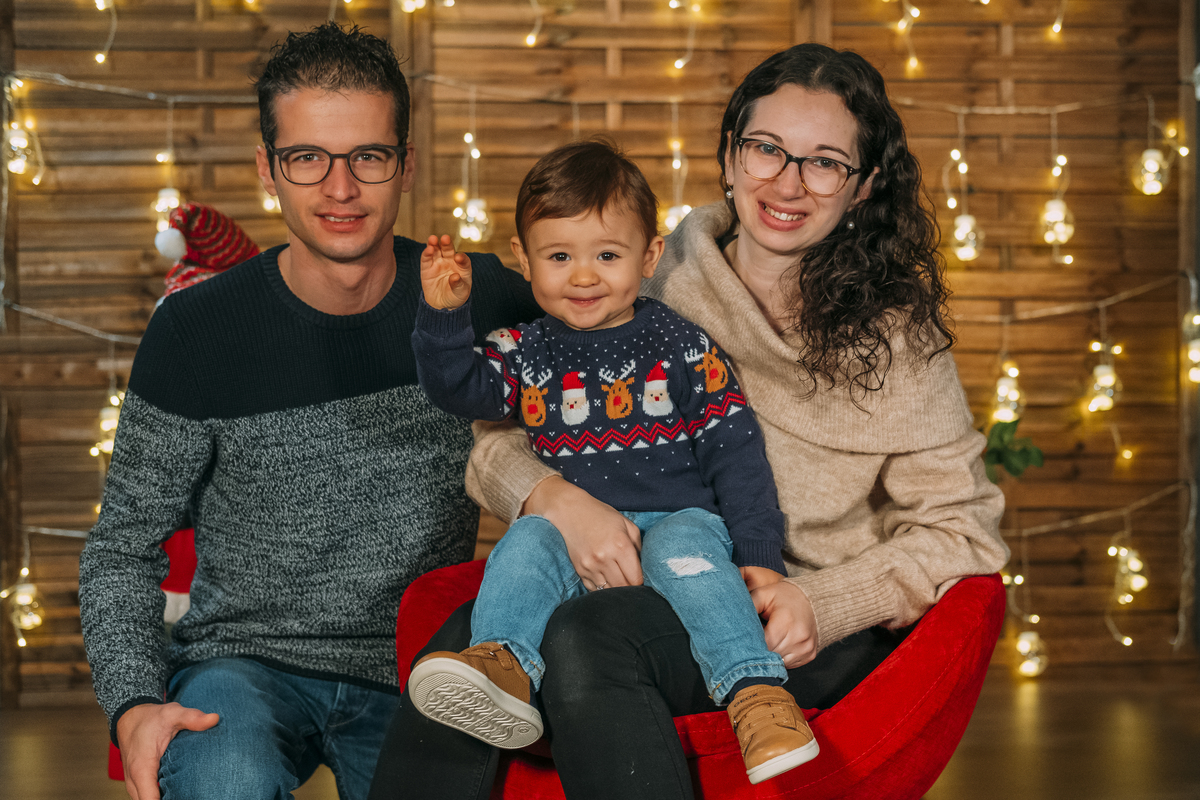 família na sessão fotográfica de natal