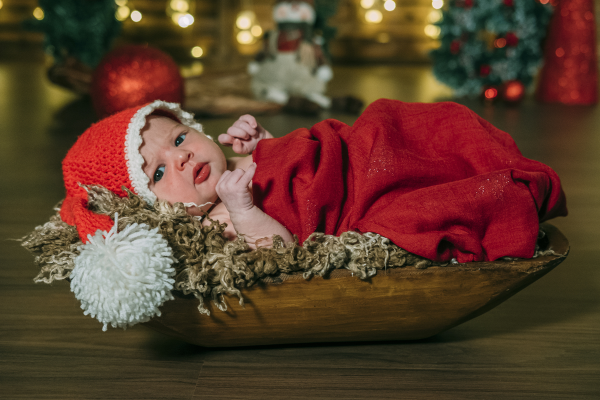 sessão fotográfica de natal de Recém-nascido de estúdio