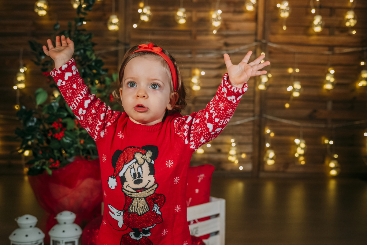 Menina na Sessão fotográfica de Natal 