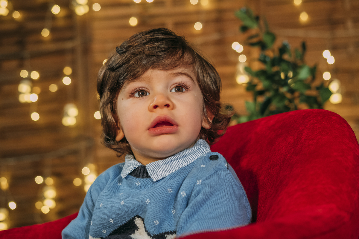 Menino na sessão de Natal em Vale de Cambra