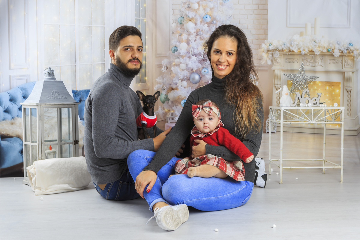 Pais e filha na sessão de Natal em Arouca