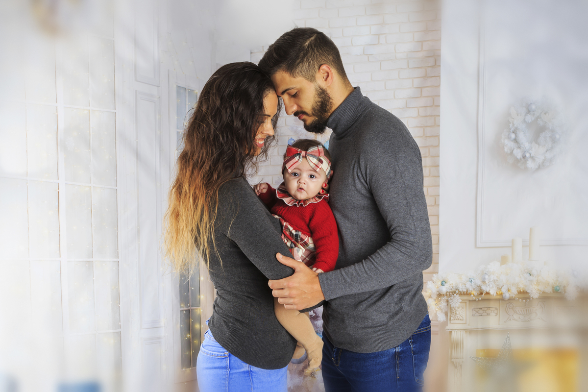 Pais e filha na sessão de Natal em Arouca na Foto David Marques