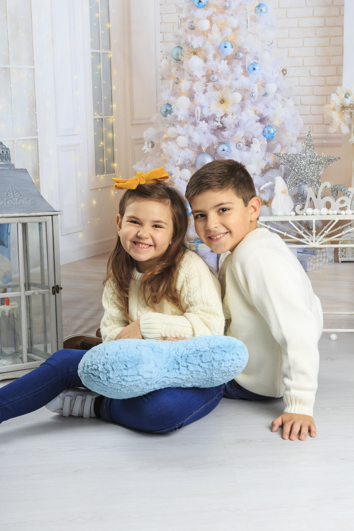 Irmãos na sessão fotográfica de Natal em Arouca