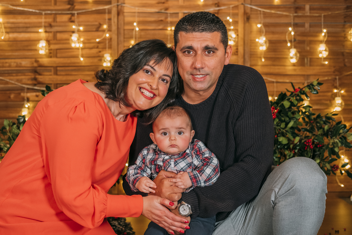Família na sessão de Natal