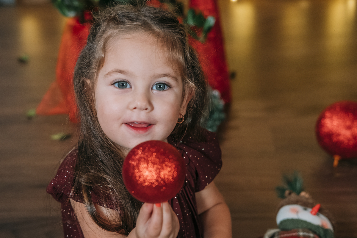 Menina Sessão fotográfica de Natal