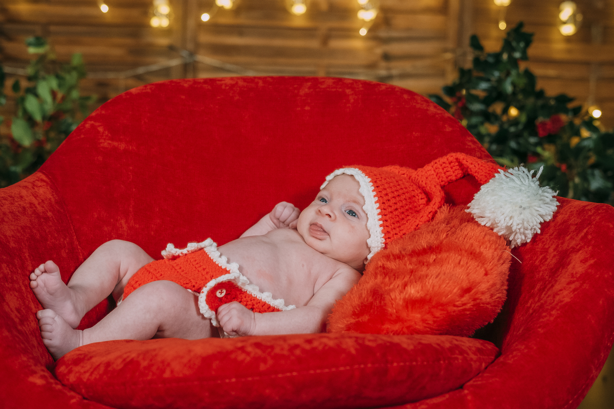 Bebé na sessão fotográfica de Natal
