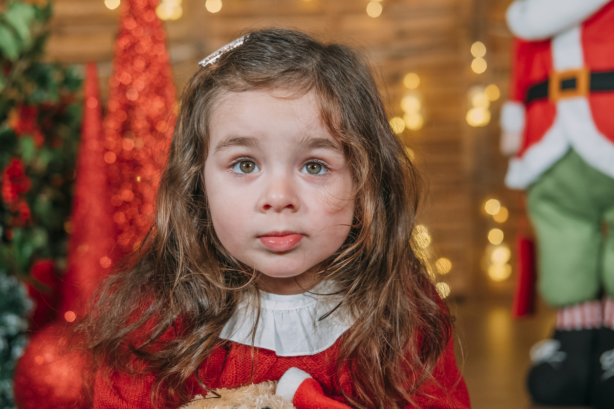 Menina na sessão fotográfica