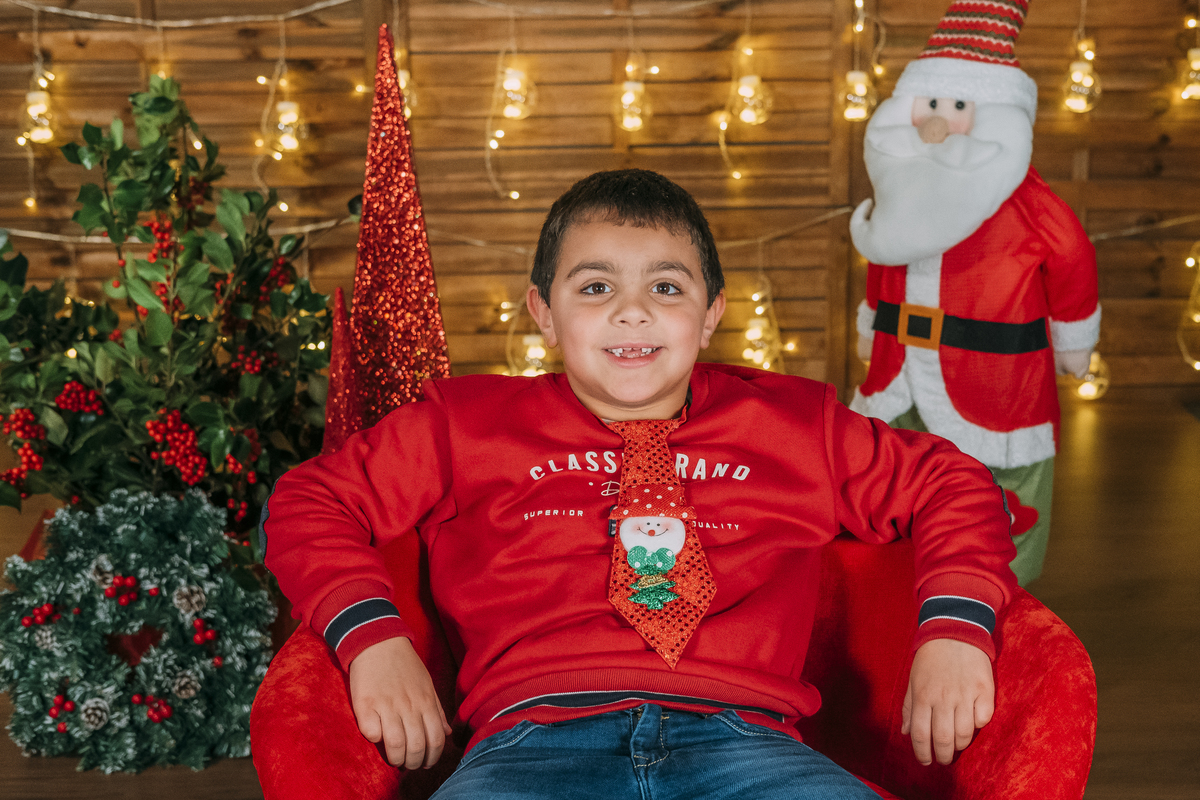 Menino na sessão de Natal em Vale de Cambra