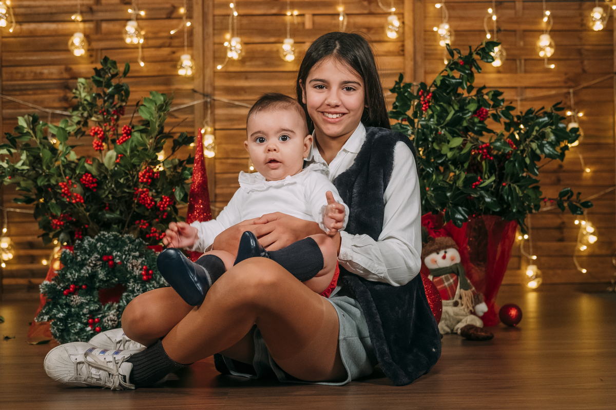 Irmãos na sessão de Natal