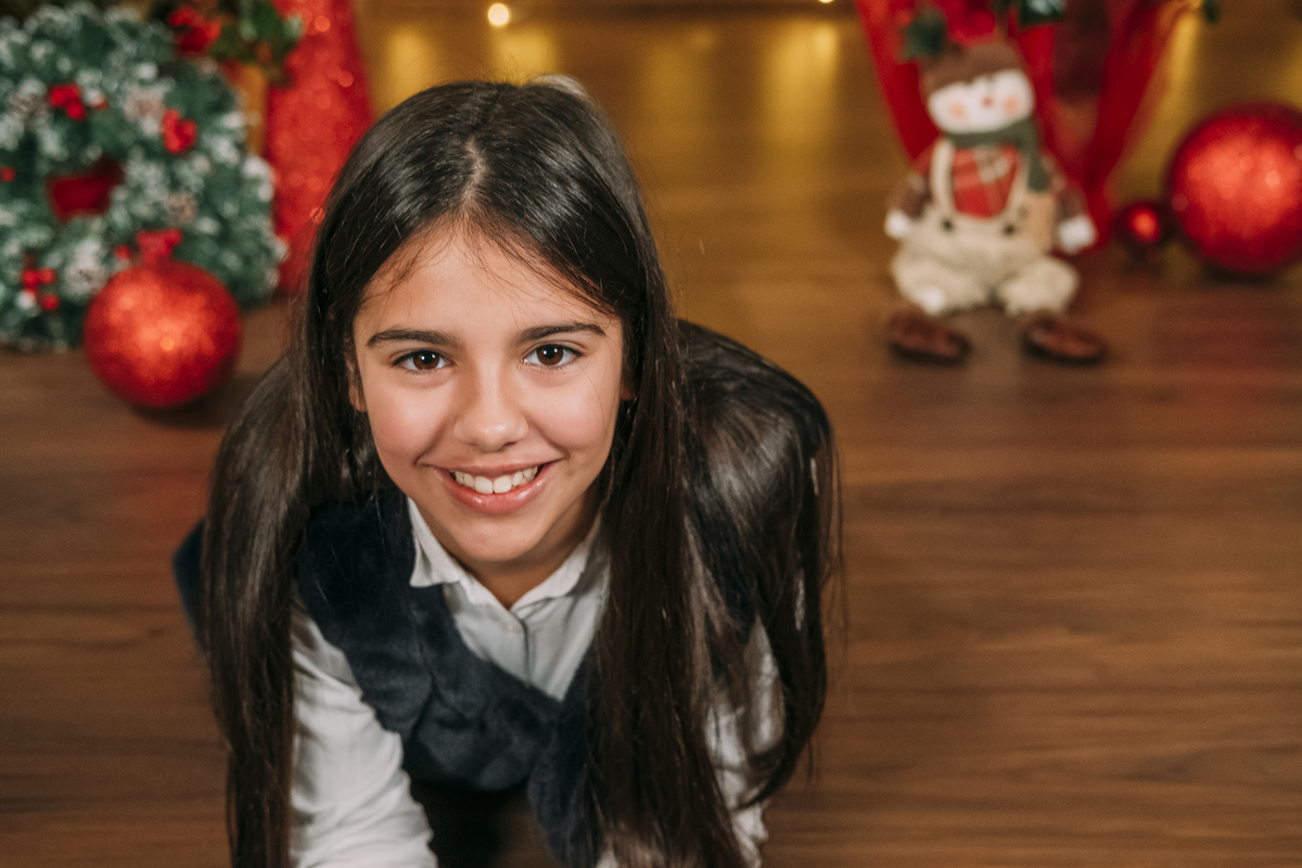 Menina na sessão fotográfica