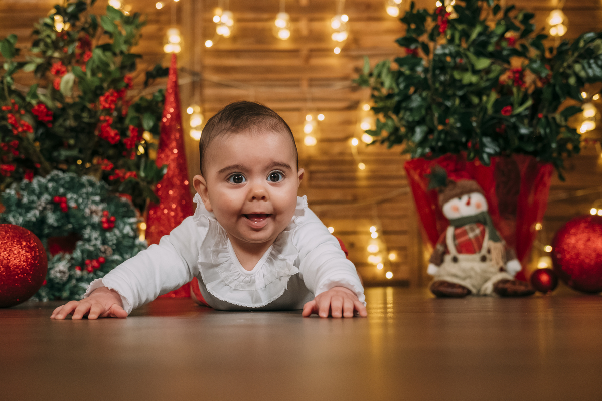 Bebé na sessão fotográfica de Natal