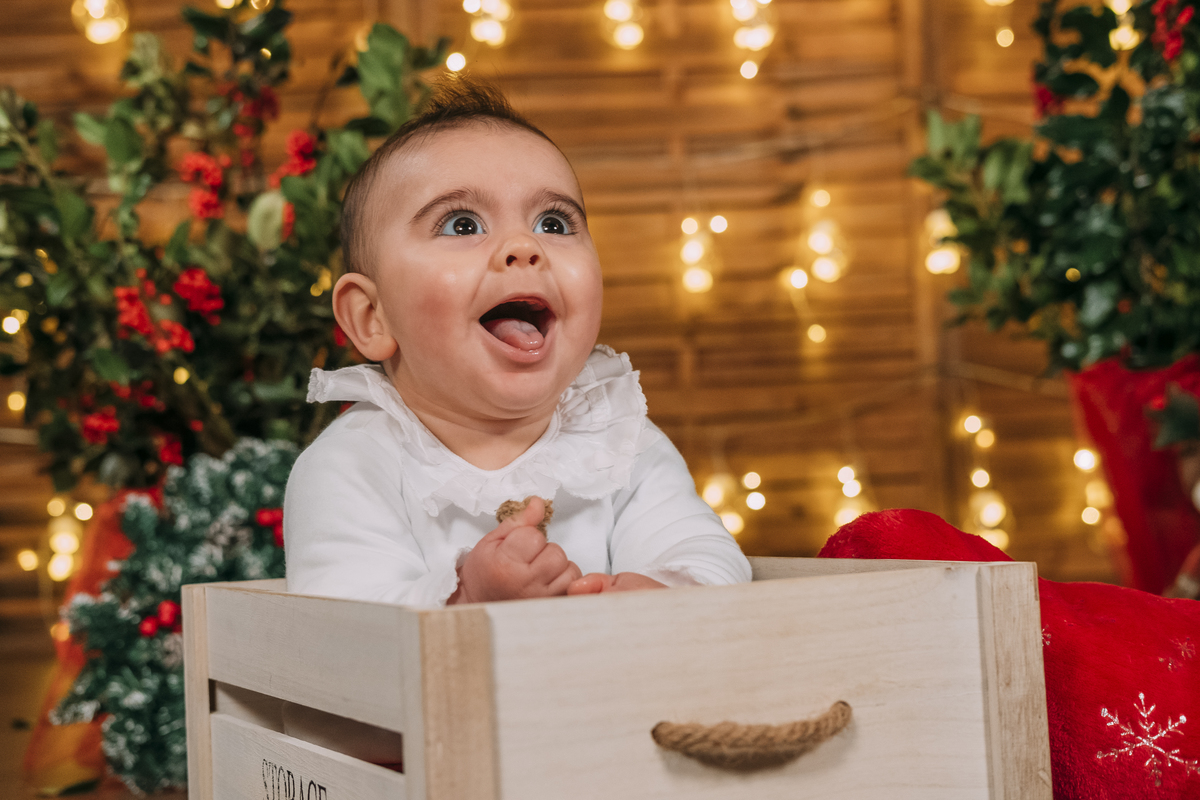 Bebé na sessão de Natal na Foto David Marques