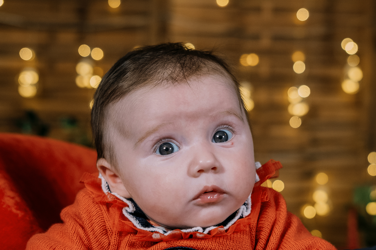 Bebé na sessão fotográfica de Natal