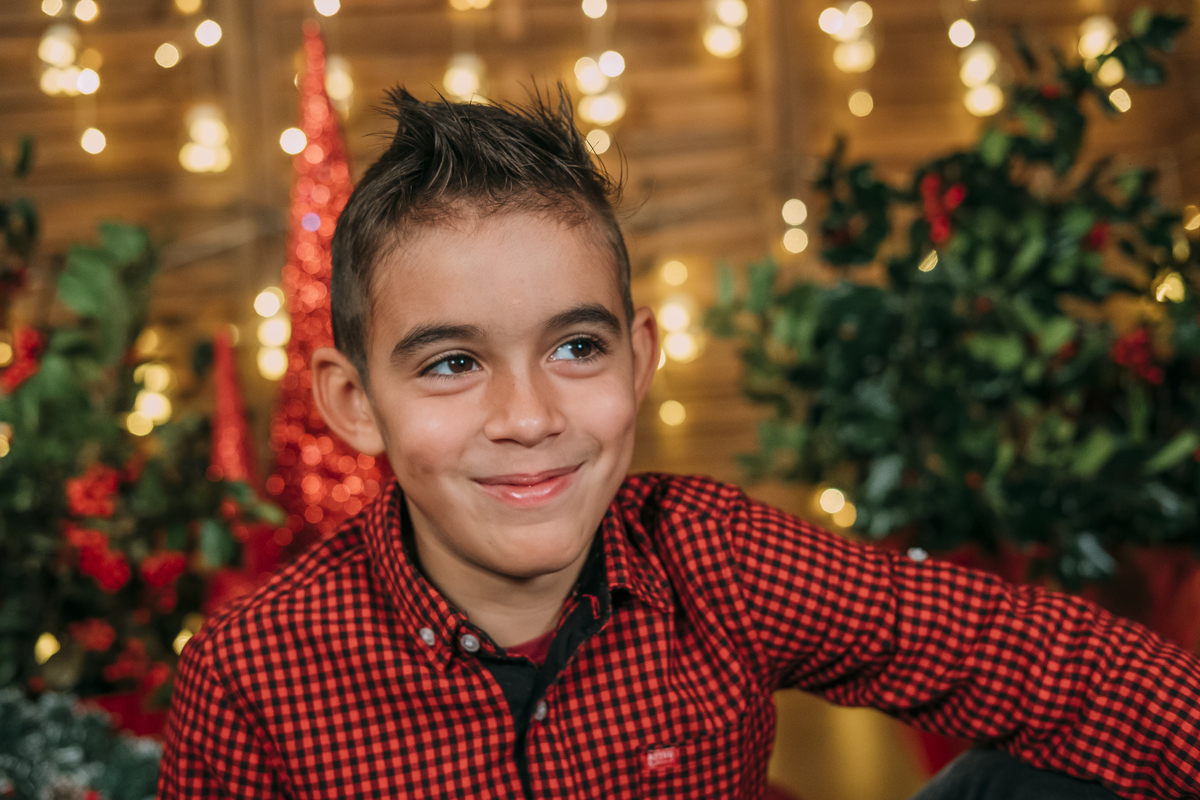 Menino na sessão de natal em Vale de Cambra