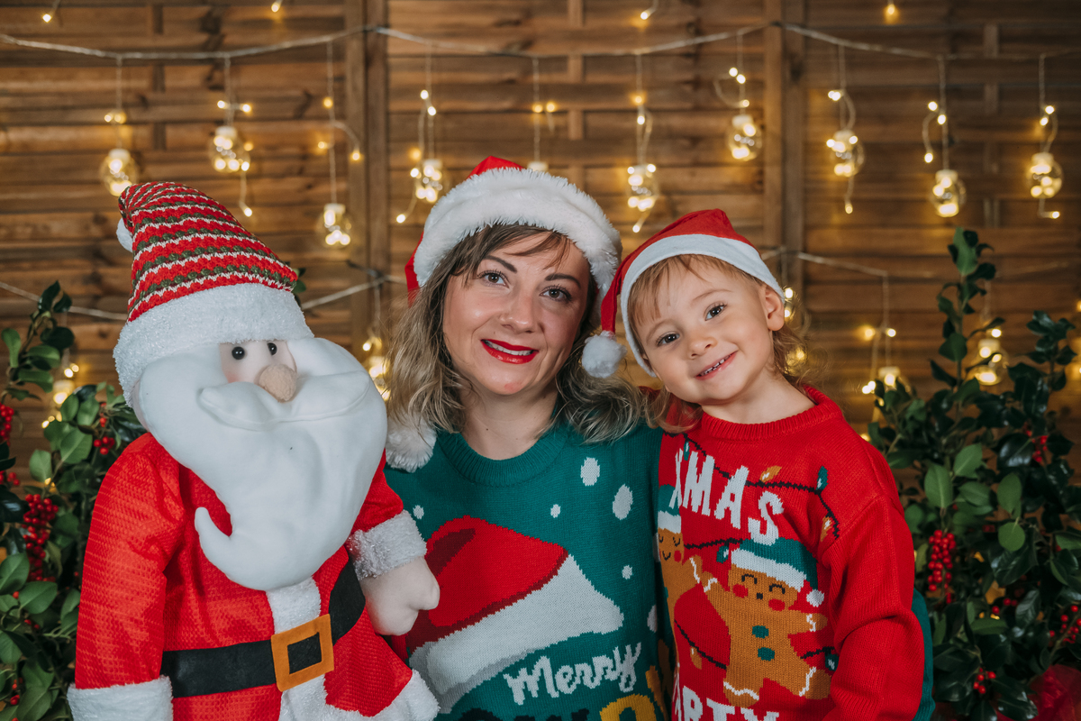 Mãe e filha na sessão de Natal