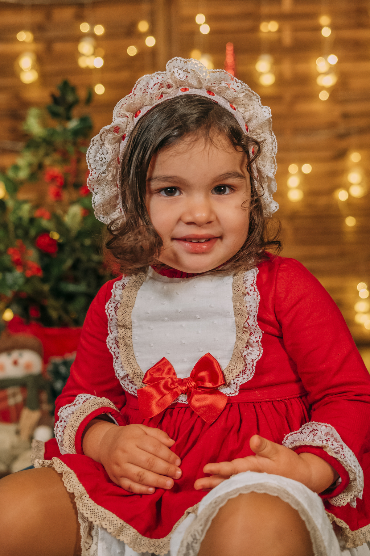 menina na sessão de natal em Vale de Cambra