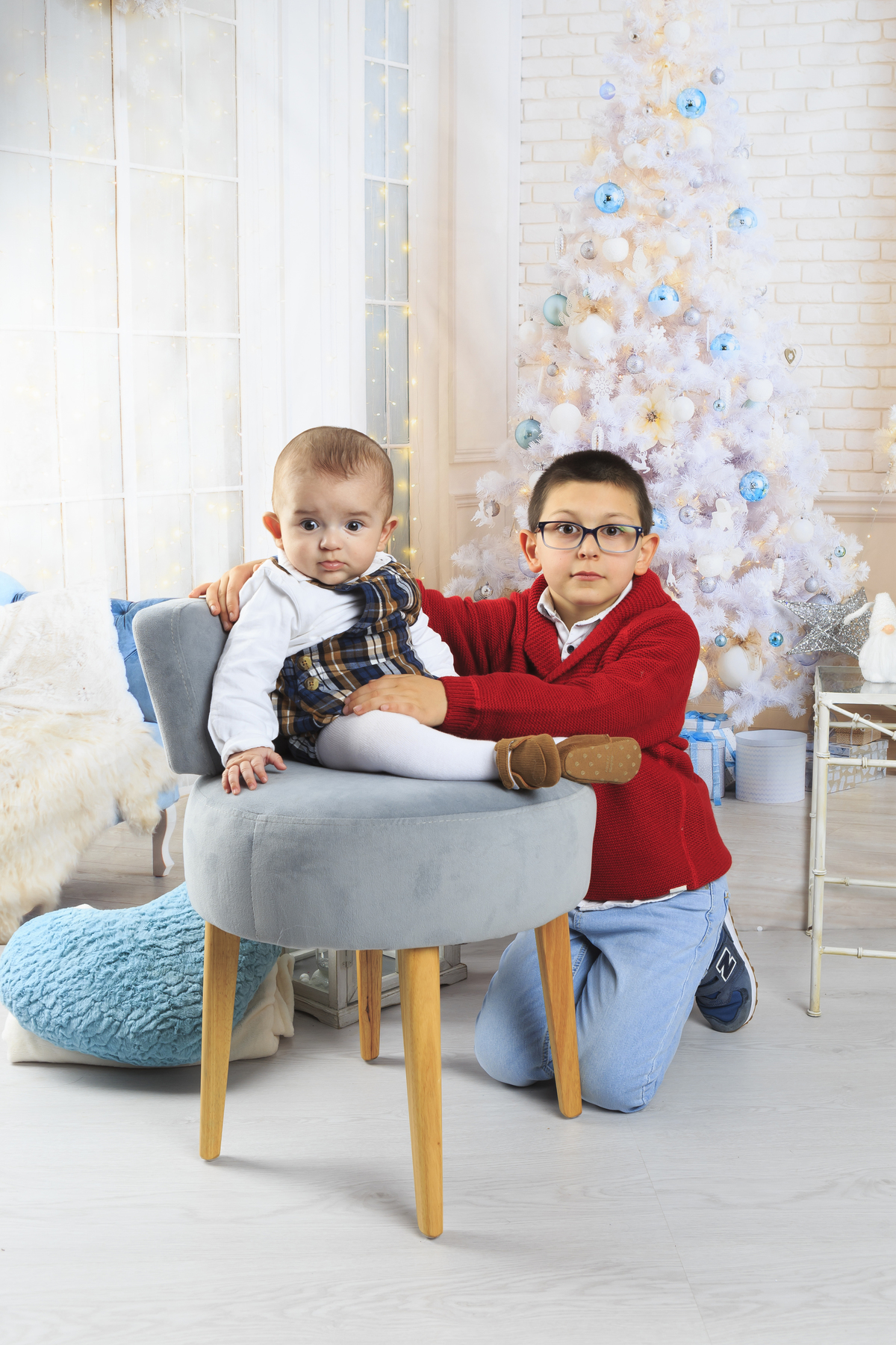 Meninos na sessão de Natal
