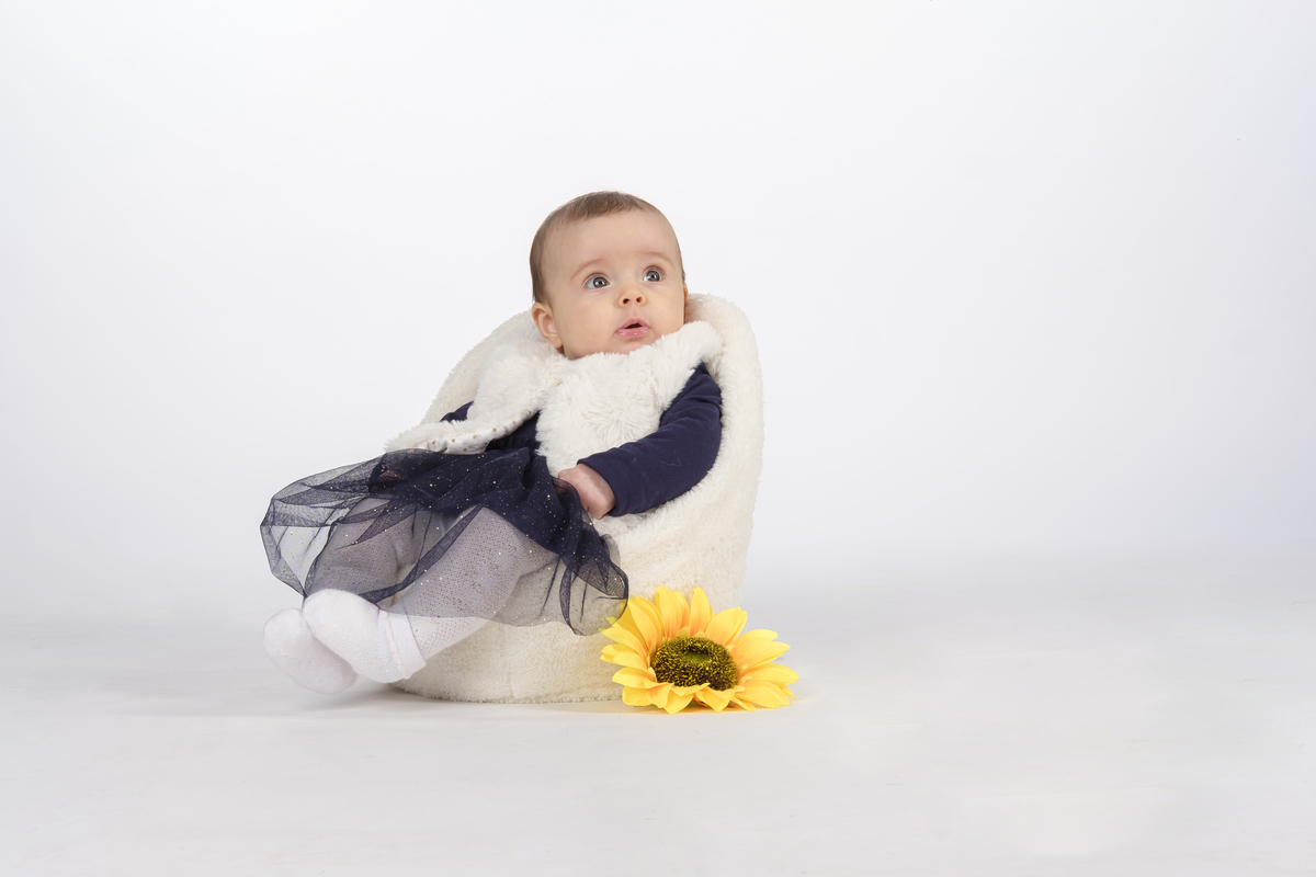 Menina na sessão fotográfica