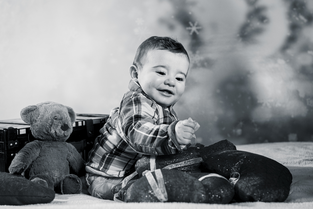 bebé na sessão fotográfica de estúdio