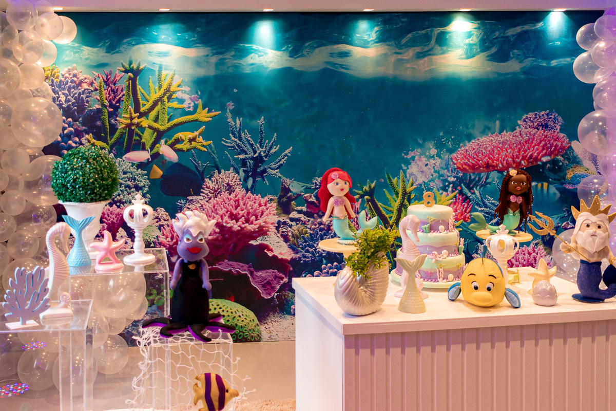 foto da decoração que era representando pequena sereia e o fundo do mar