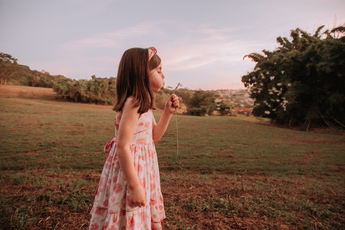 Fotografia de gestante durante o pôr do sol