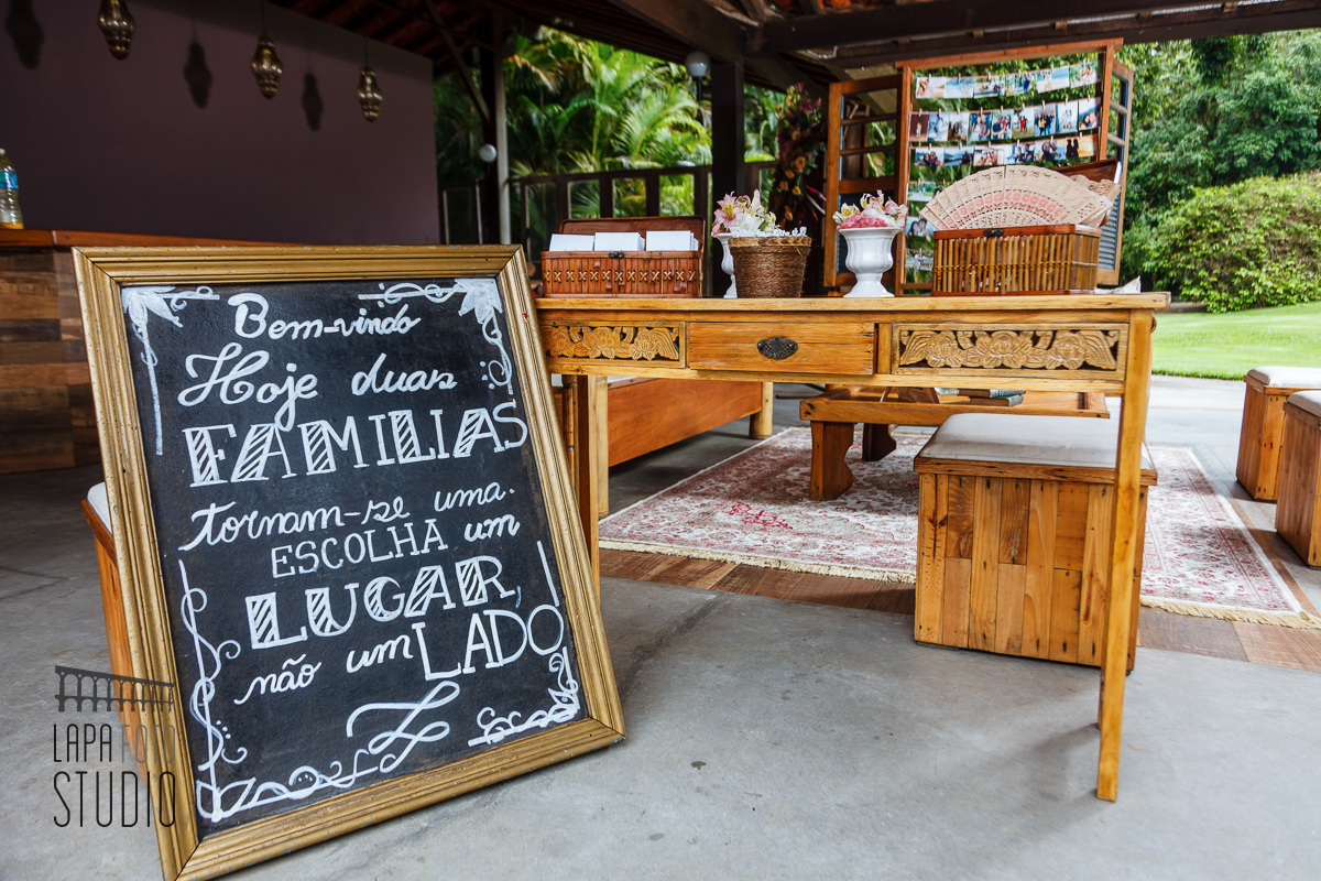 Decoração de recepção no Meio do Mato