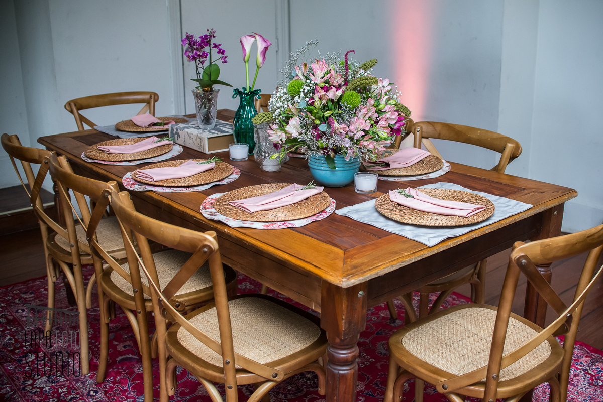 Mesa decorada para festa de casamento na Mansão das Heras