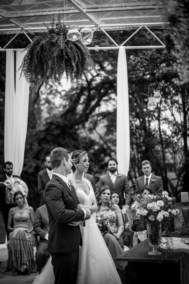 Foto em preto e branco da cerimônia na Mansão das Heras