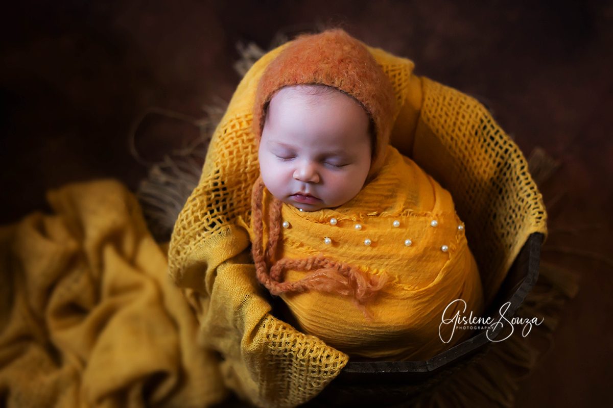 Ensaio de recém nascido  Ana Clara. Realizado em Pará de Minas. Bebê no prop baldinho.
