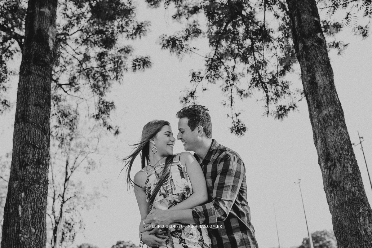 casal abraçado entre árvores