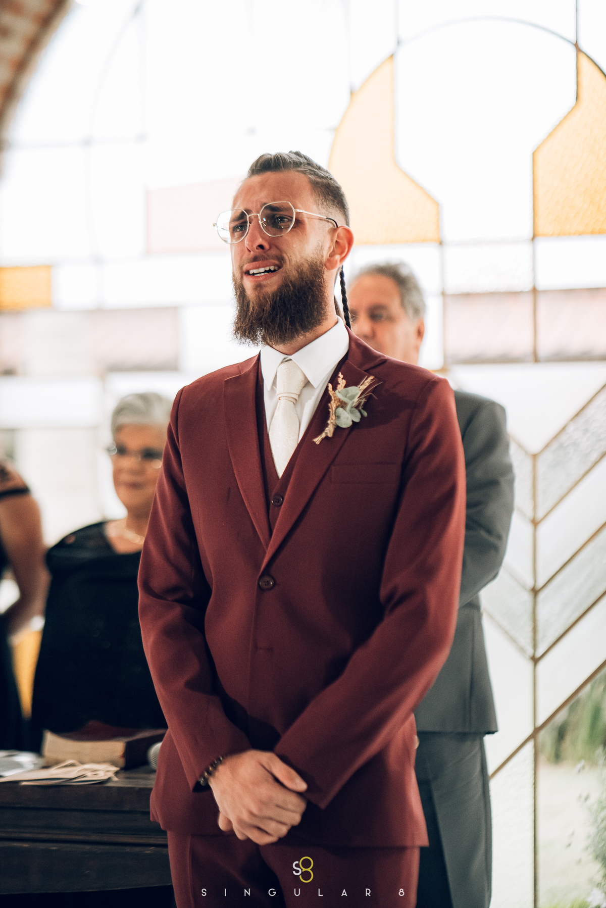 fotografia da reação do noivo na entrada da noiva buffet callegari espaço itália