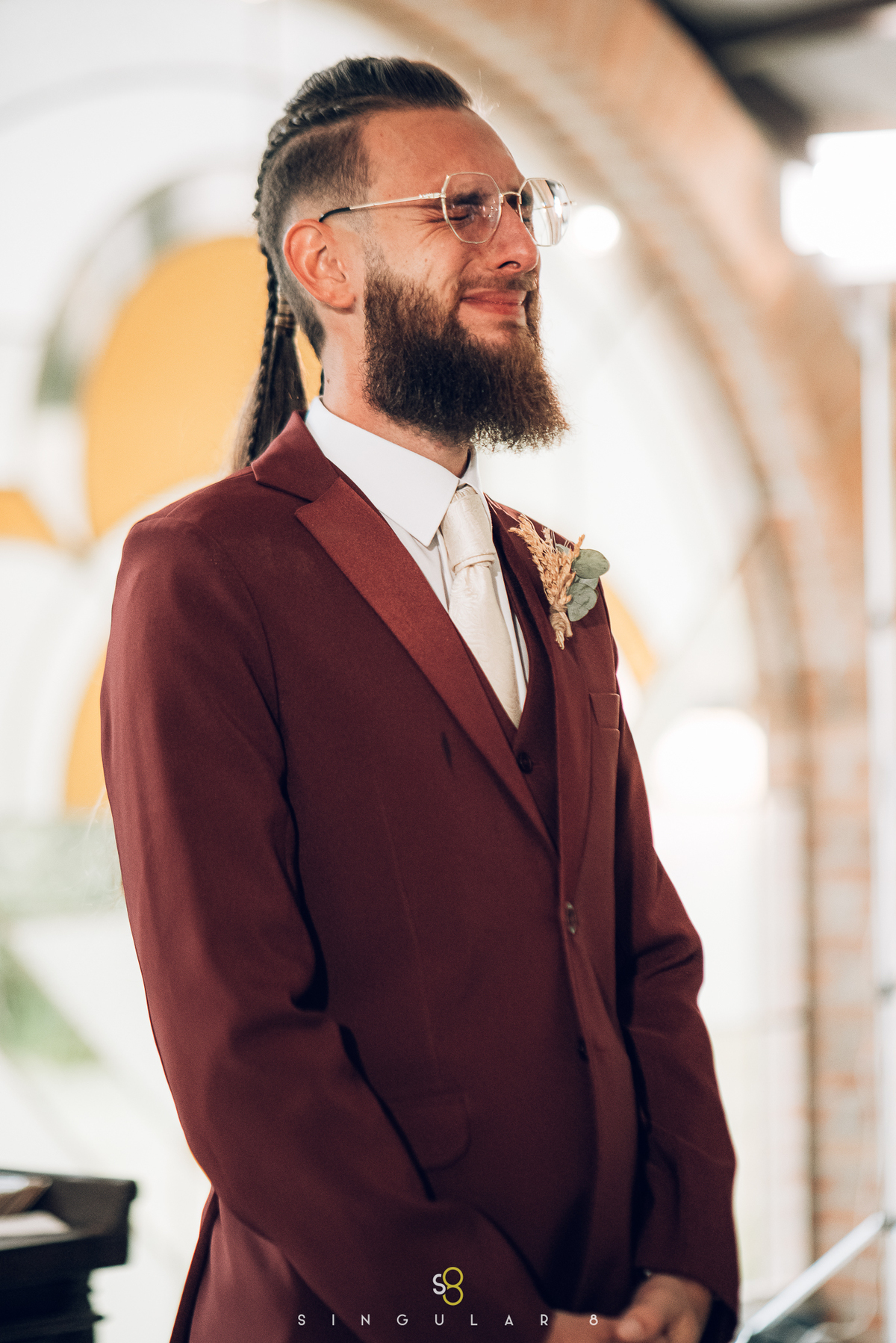 fotografia da reação do noivo na entrada da noiva no casamento buffet callegari espaço itália