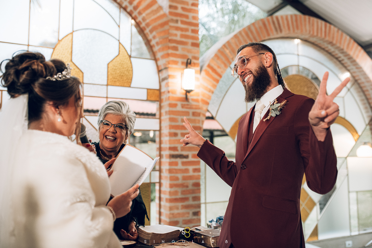 fotografia de casamento dos votos na cerimônia buffet callegari espaço itália