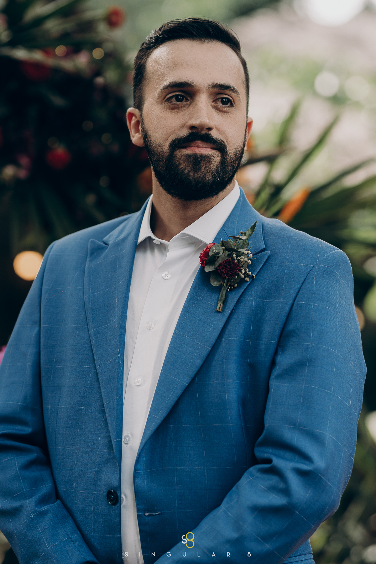 Fotografia da lapela do noivo no casamento de dia rancho santa maria eventos em mairiporã