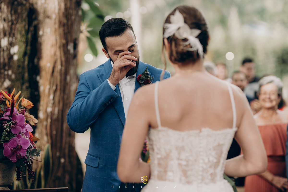 reação do noivo na entrada da noiva no casamento no rancho santa maria eventos