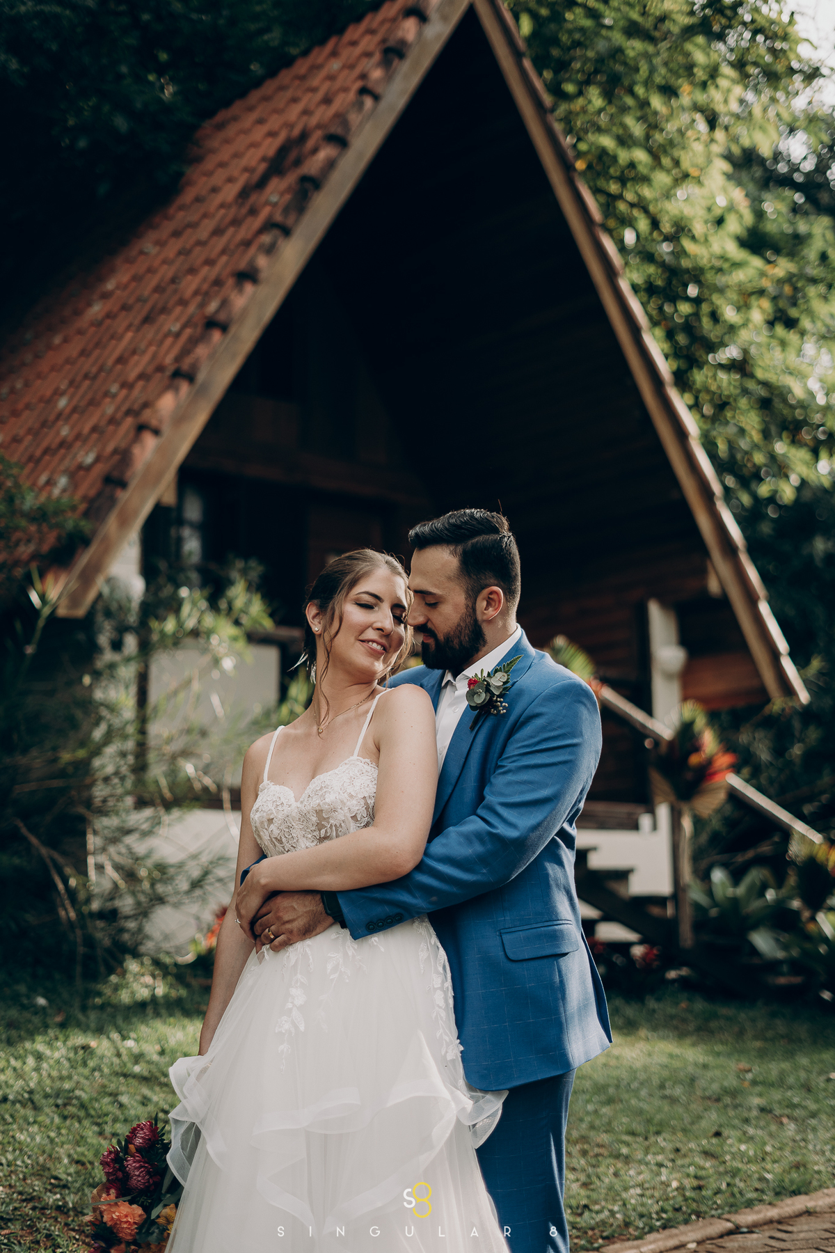 Sessão de fotos após cerimônia no pôr do sol rancho santa maria