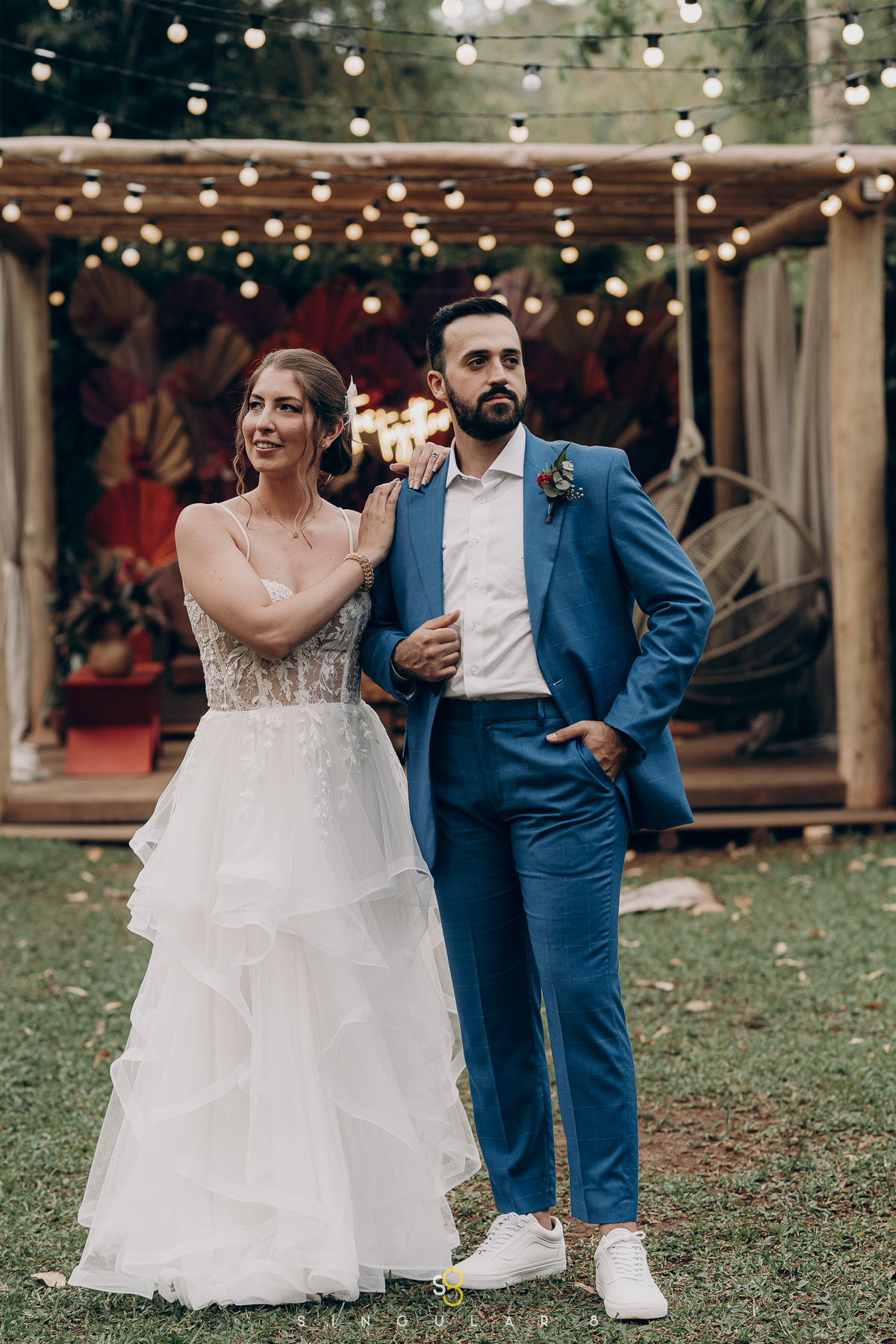 fotografia de casal após cerimônia de casamento de dia no rancho santa maria eventos
