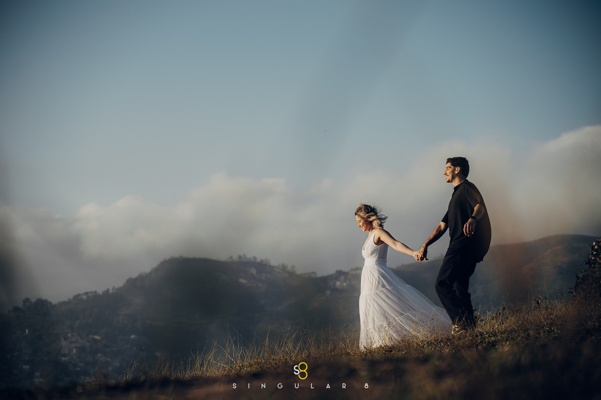 fotografia estilo cinema para ensaio pré casamento nascer do sol do morro do capuava