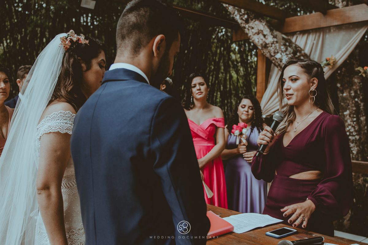 Fotografia da cerimônia de casamento celebrado pela irmã do noivo em Mairiporã