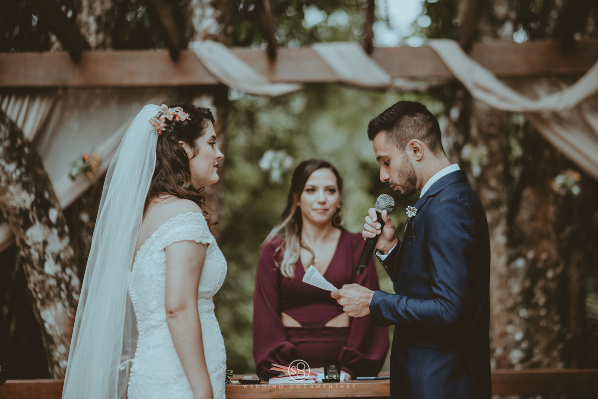 Fotografia dos votos de casamento em Mairiporã no sítio Della Torre