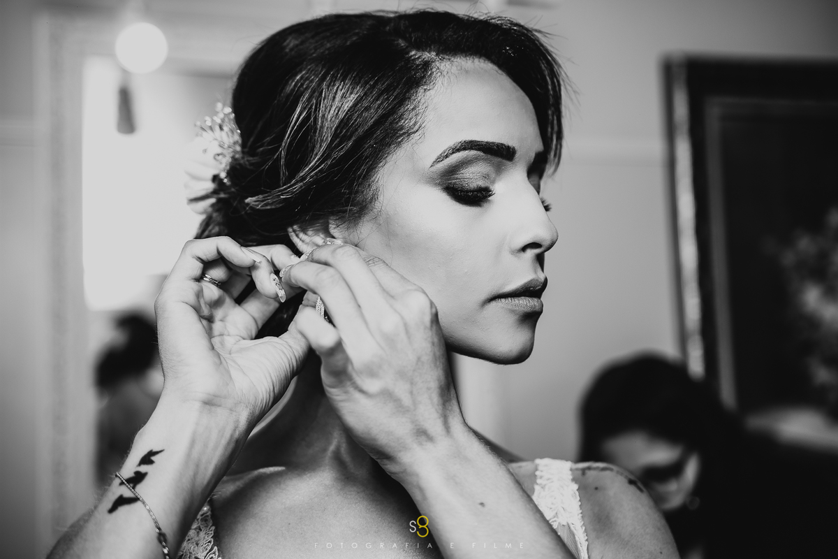 Fotografia de making of da noiva no buffet Callegari espaço Itália