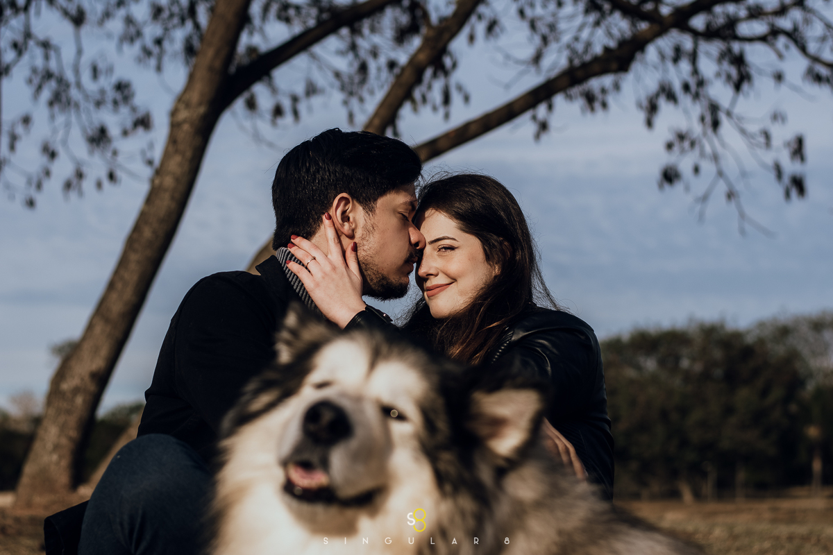 Ensaio pré wedding com cachorro no Parque Villa Lobos em São Paulo Zona Sul