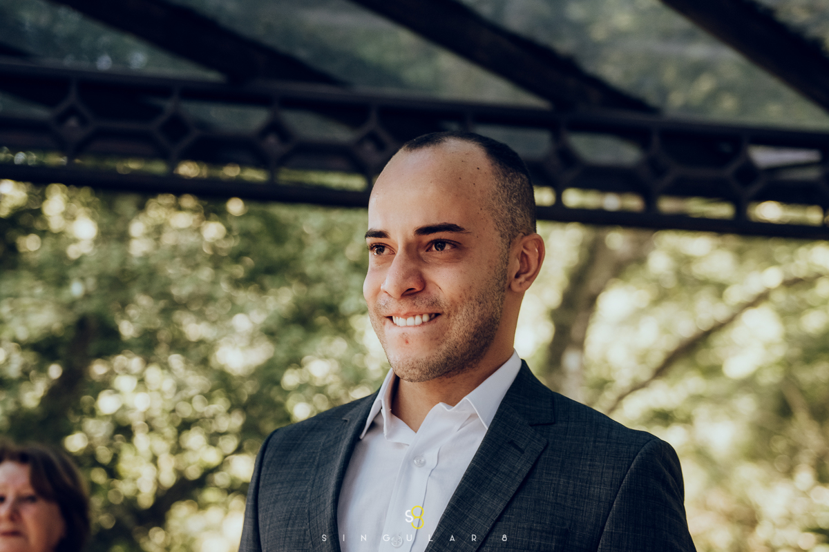 Fotografia de casamento noivo emocionado Recanto callegari